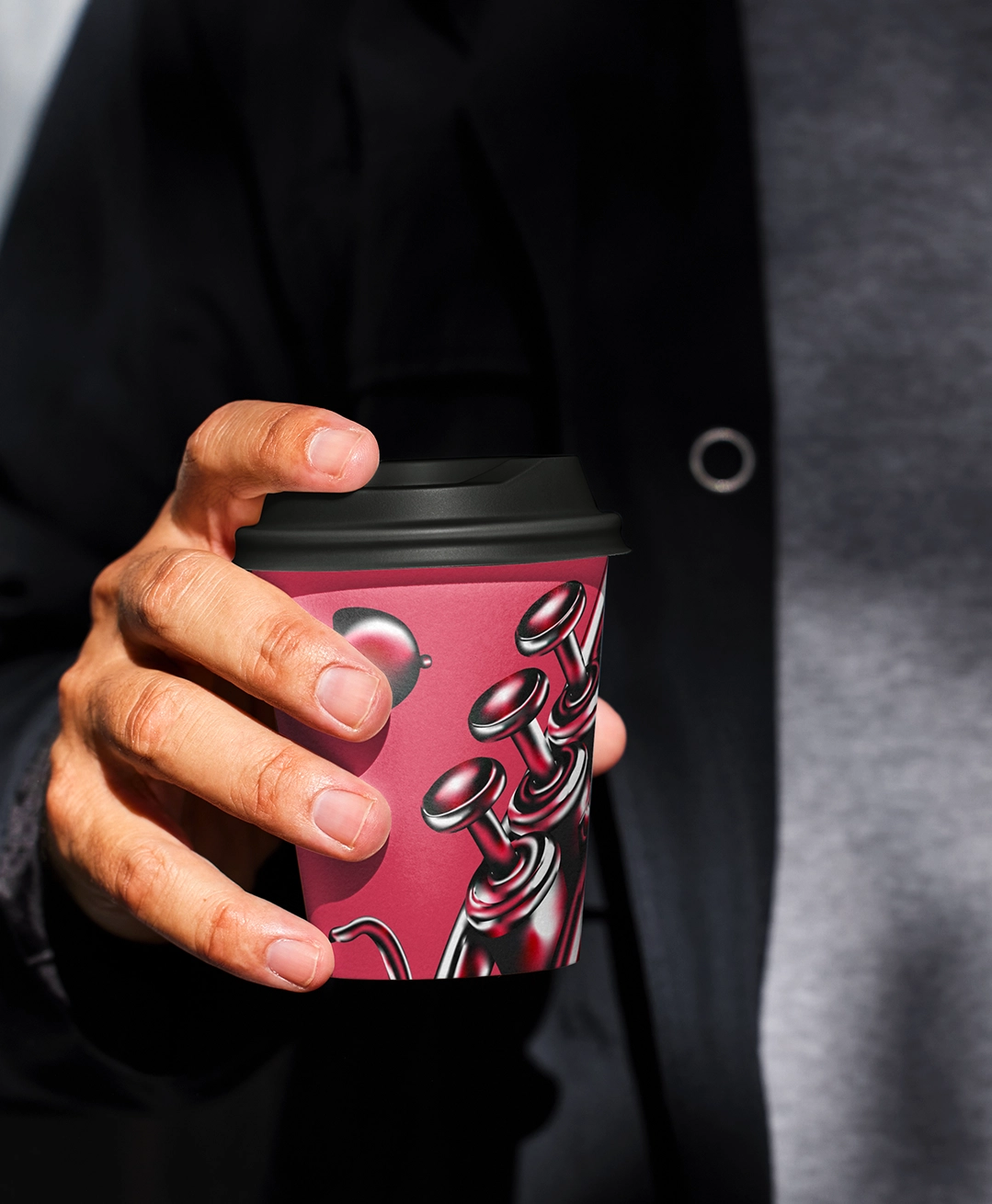 Clave brand illustration on a coffee cup