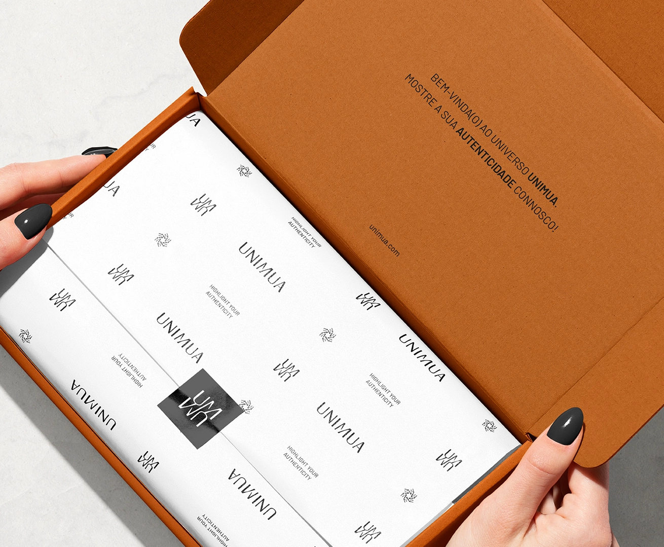 Opened UNIMUA premium brand packaging